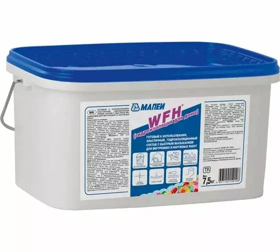 Гидроизоляция Mapei WFH, цвет серый, 7,5 кг