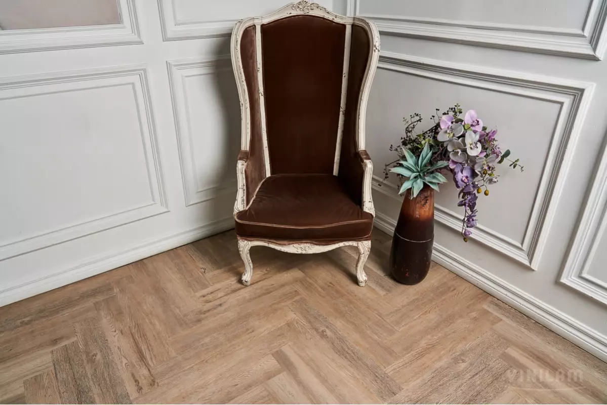 LVT-плитка Vinilam замковая  Parquet Herringbone 6,5 мм арт.IS11133 Паркет Северный 