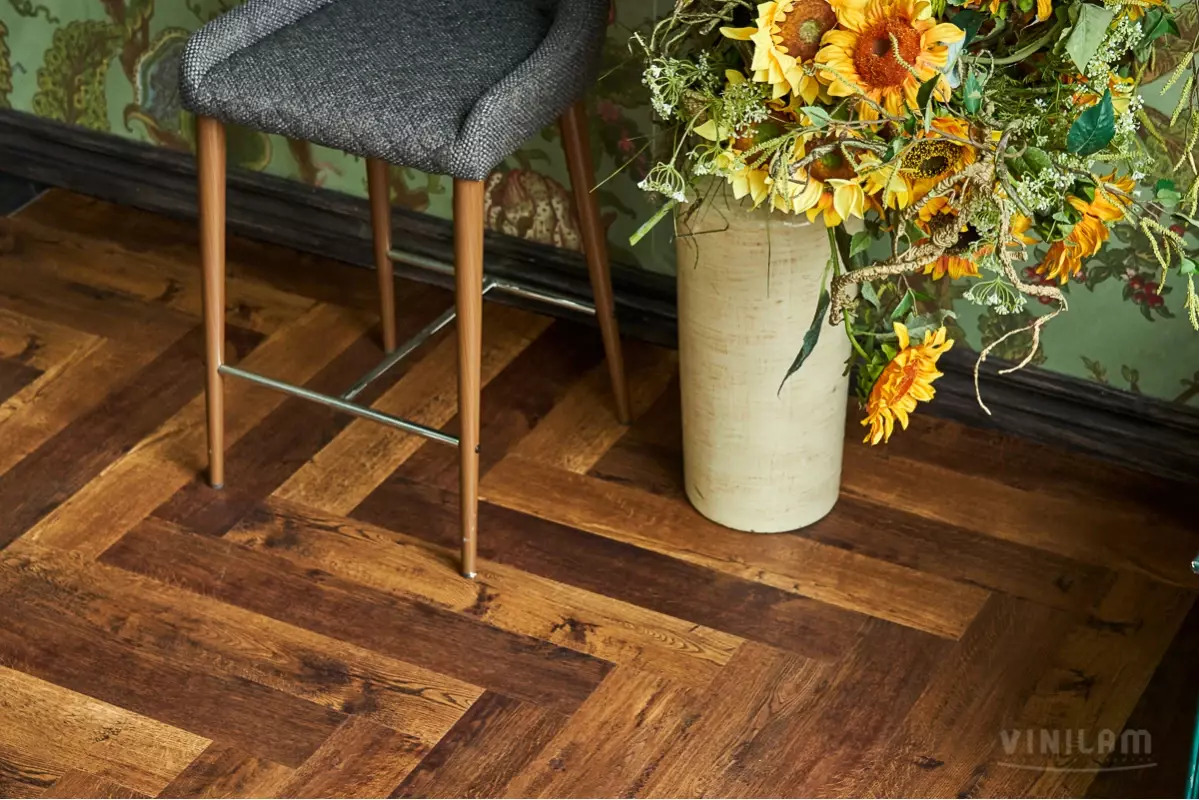 LVT-плитка Vinilam замковая  Parquet Herringbone 6,5 мм арт.IS11155 Паркет Парижский 