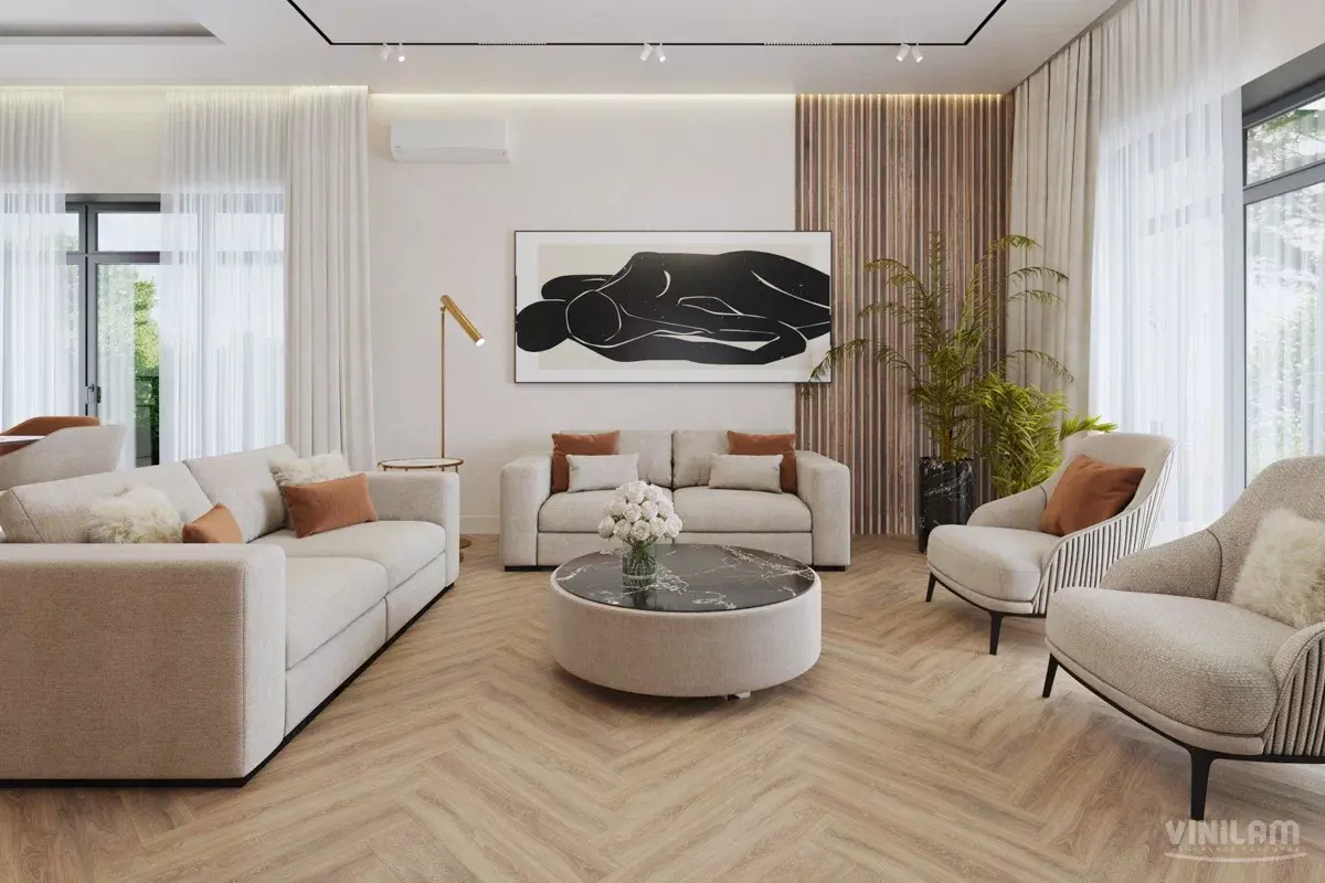 LVT-плитка Vinilam замковая  Parquet Herringbone 6,5 мм арт.IS11355 Паркет Монпелье  