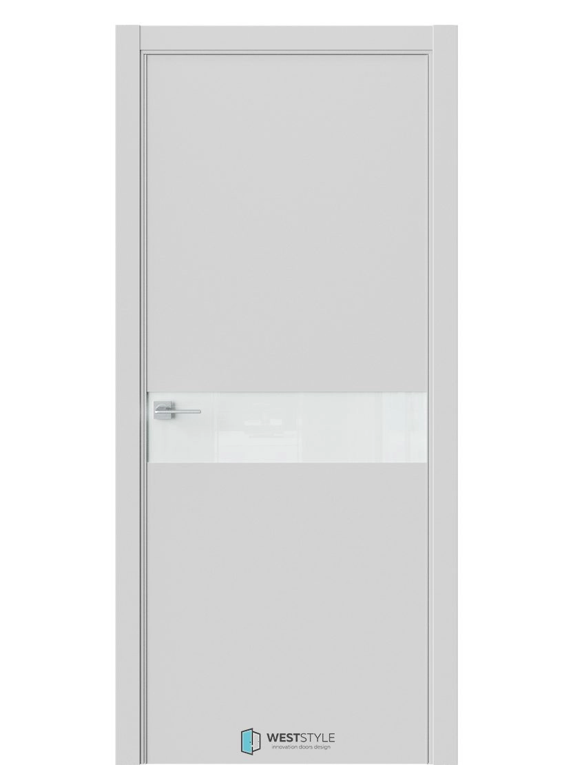 Межкомнатная дверь WestStyle Industrial IN1 ДО Lacobel Белое Emlayer Серый