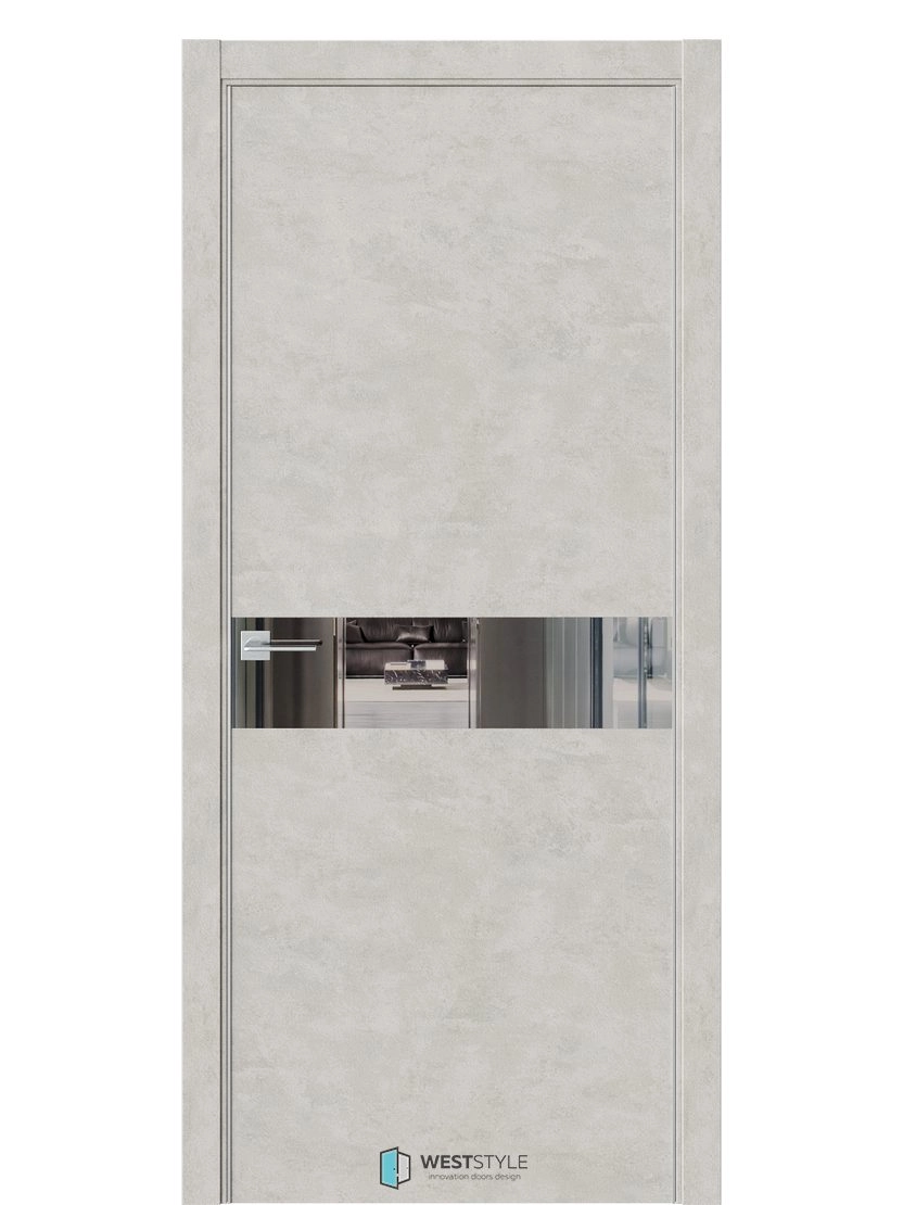 Межкомнатная дверь WestStyle Industrial IN1 ДО Зеркало графитовое Бетон смоки