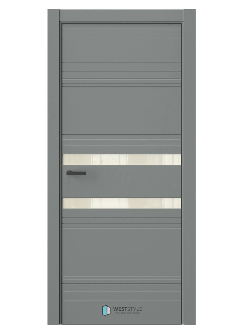 Межкомнатная дверь WestStyle Industrial IN13 ДО Lacobel Молочный Морская галька