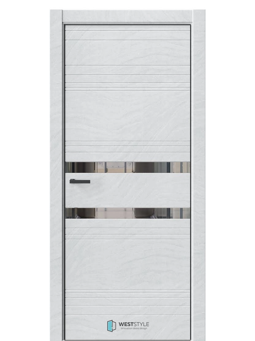 Межкомнатная дверь WestStyle Industrial IN13 ДО Зеркало графитовое Стоунлайн лайт