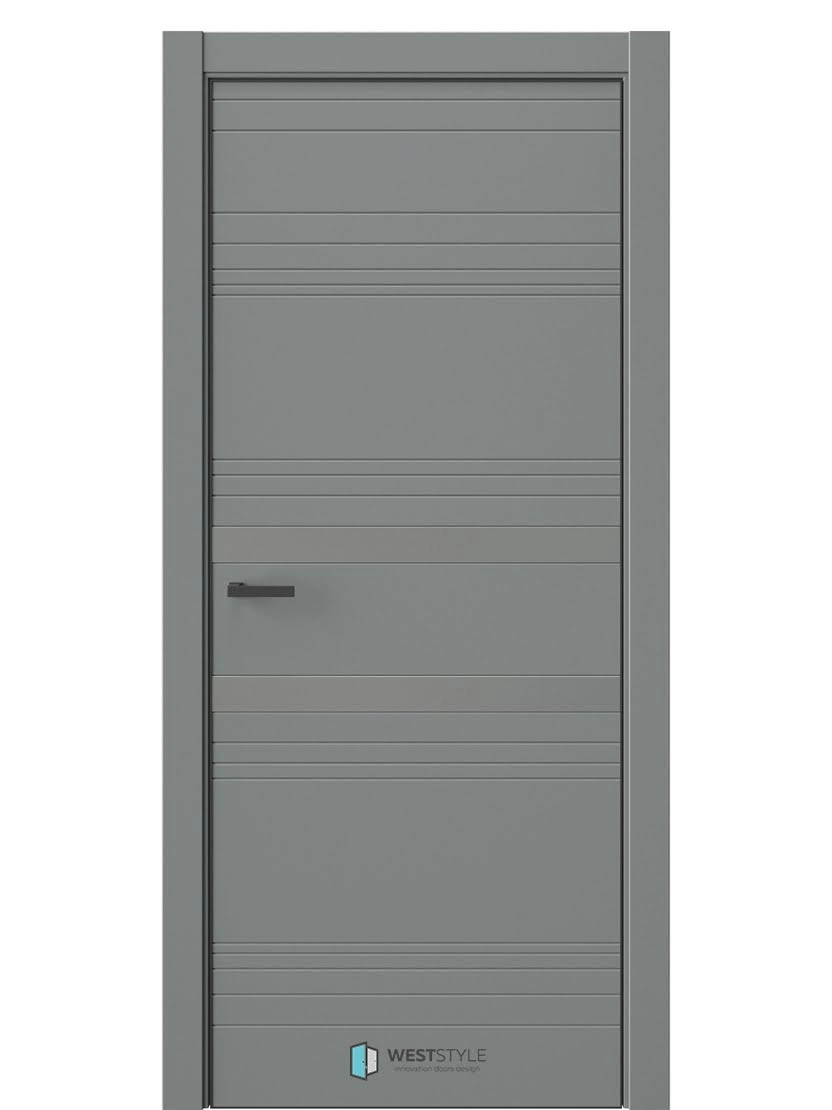 Межкомнатная дверь WestStyle Industrial IN13 ДО Зеркало сатин графит Морская галька