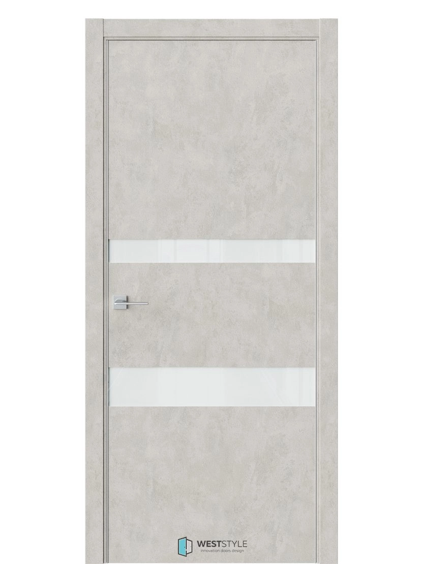 Межкомнатная дверь WestStyle Industrial IN16 ДО Lacobel Белое Бетон смоки