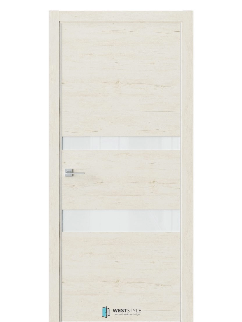 Межкомнатная дверь WestStyle Industrial IN16 ДО Lacobel Белое Дуб джентл