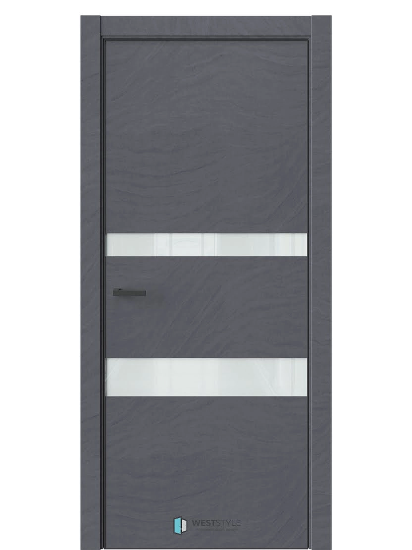 Межкомнатная дверь WestStyle Industrial IN16 ДО Lacobel Белое Стоунлайн дарк