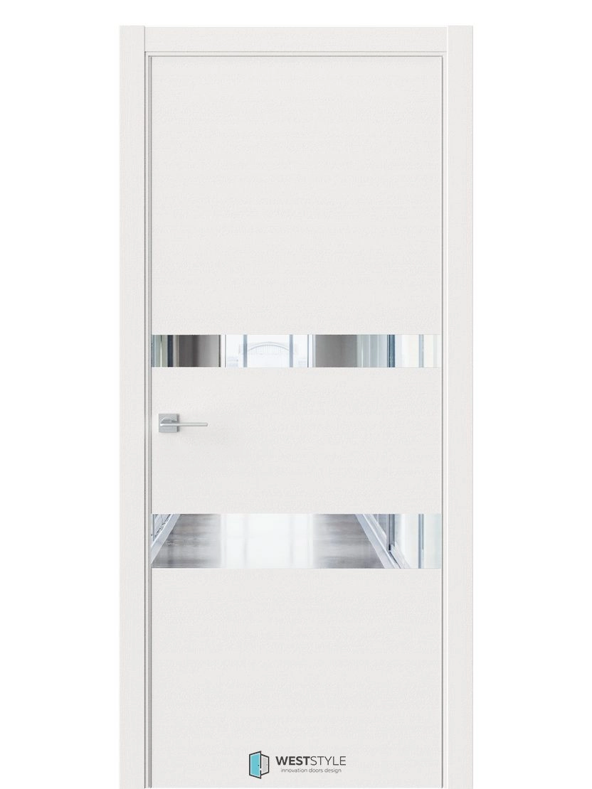 Межкомнатная дверь WestStyle Industrial IN16 ДО Зеркало Белое дерево