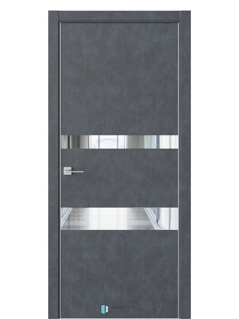 Межкомнатная дверь WestStyle Industrial IN16 ДО Зеркало Бетон маренго