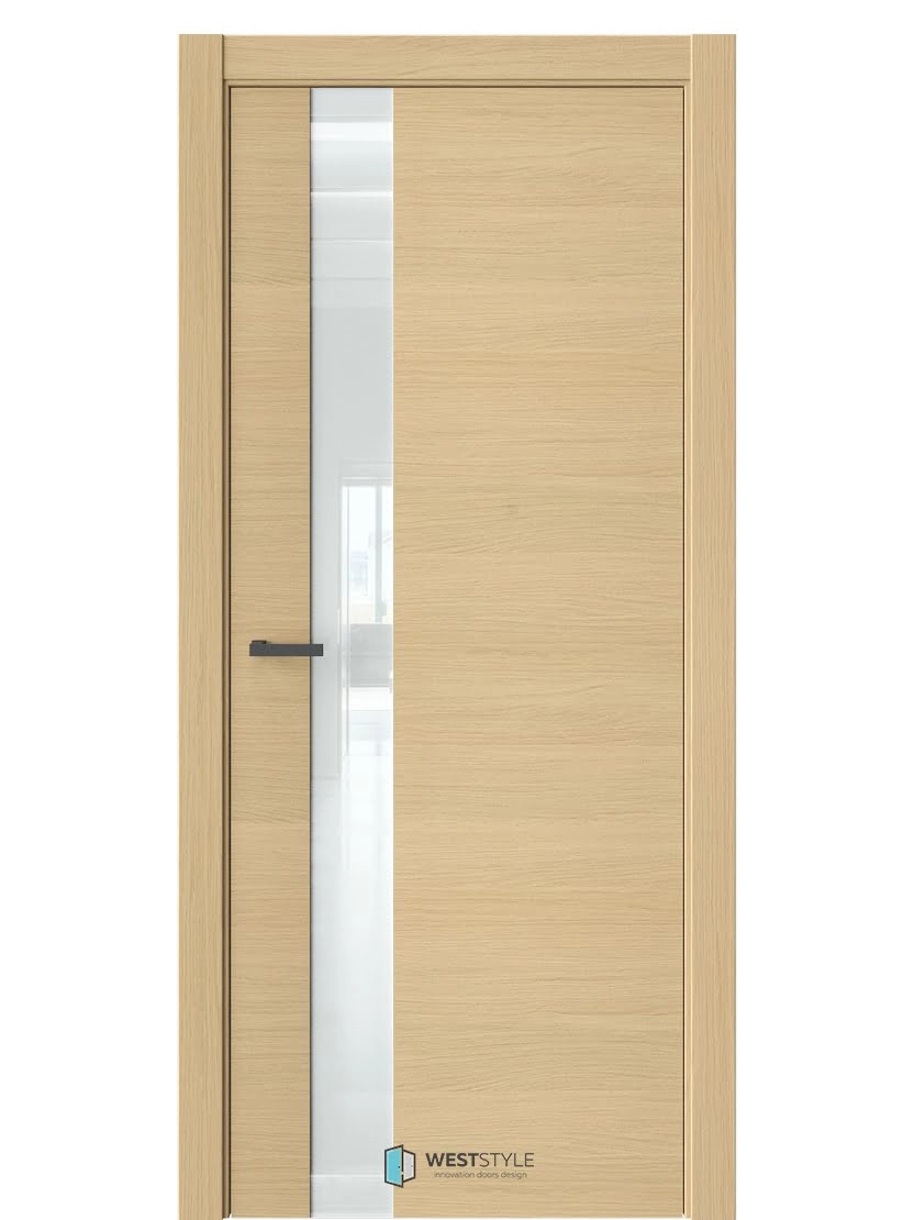 Межкомнатная дверь WestStyle Moderno Альфа ДО Lacobel Белое Санлемо горизонт
