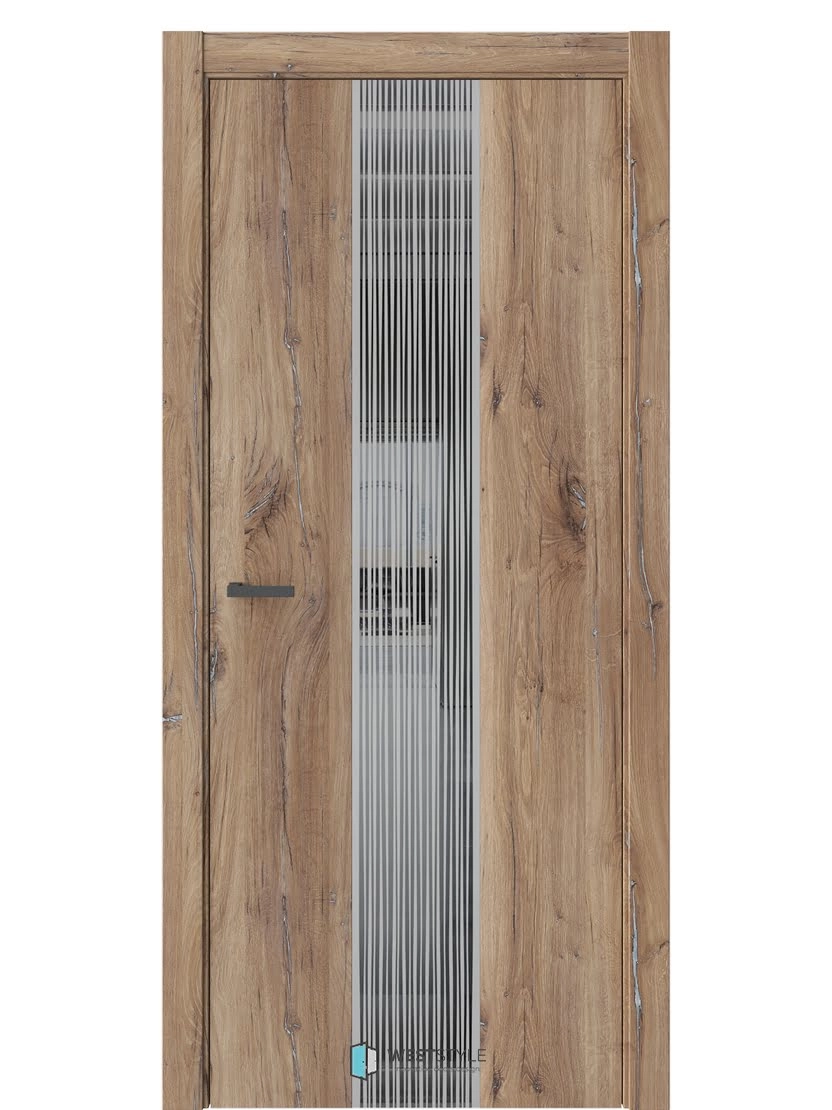 Межкомнатная дверь WestStyle Moderno Экзотика 6E ДО Lacobel Черное Дуб флагстафф