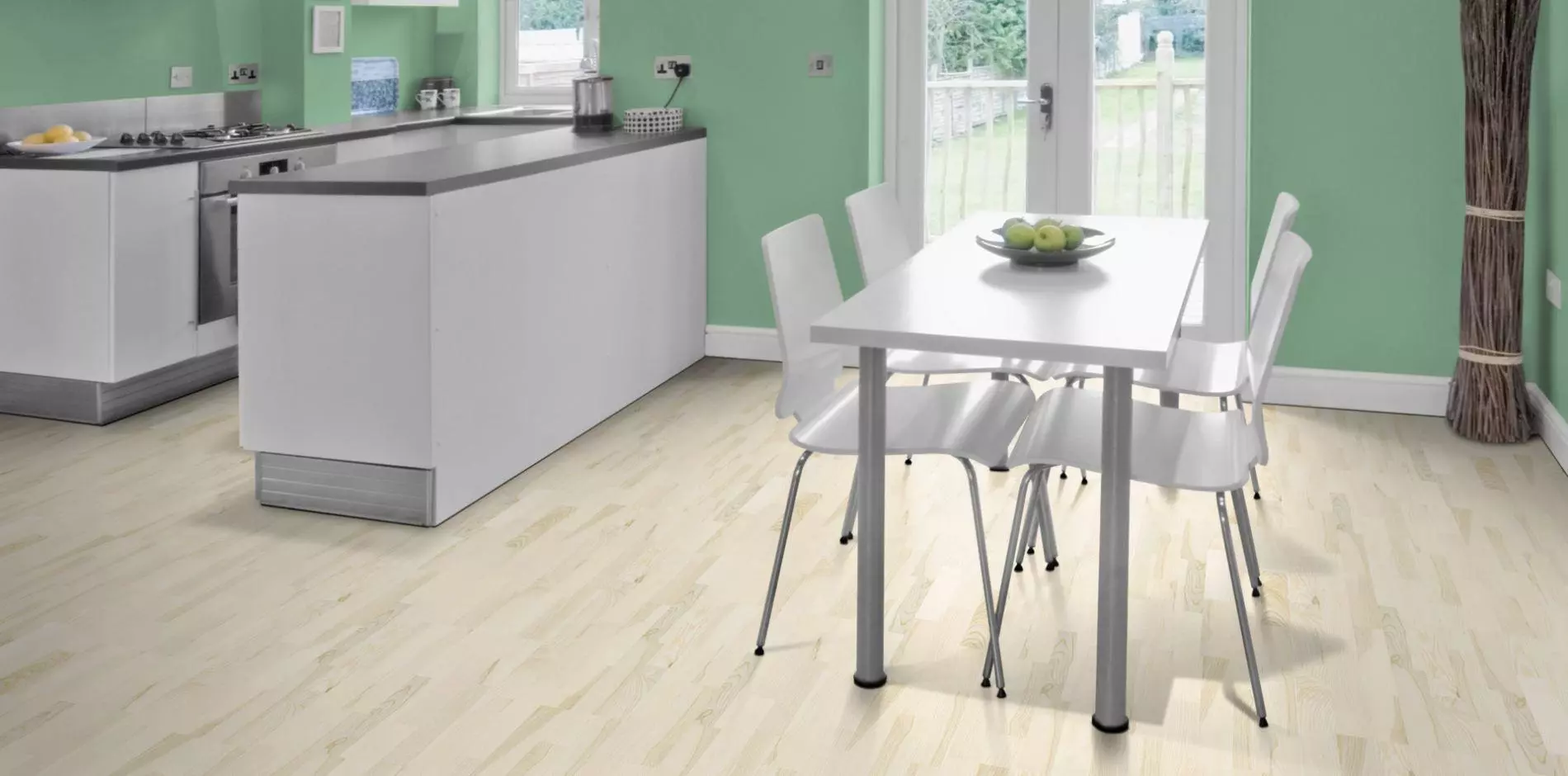 Напольное пробковое покрытие CorkStyle Wood Esche Weiss клеевое